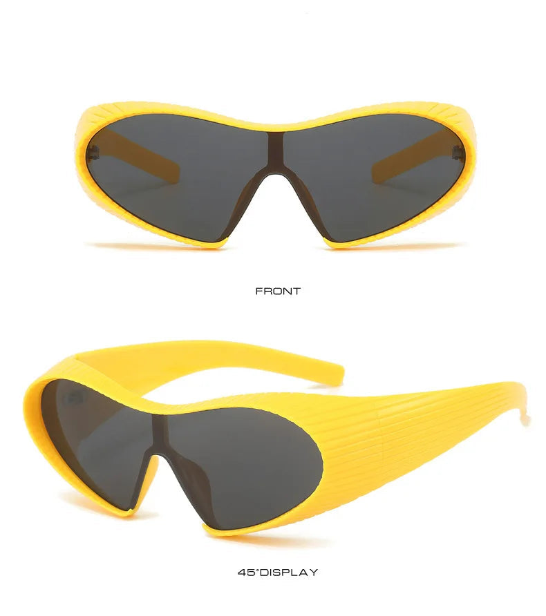Futuristic Oversized One-Piece Cat Eye Sunglasses