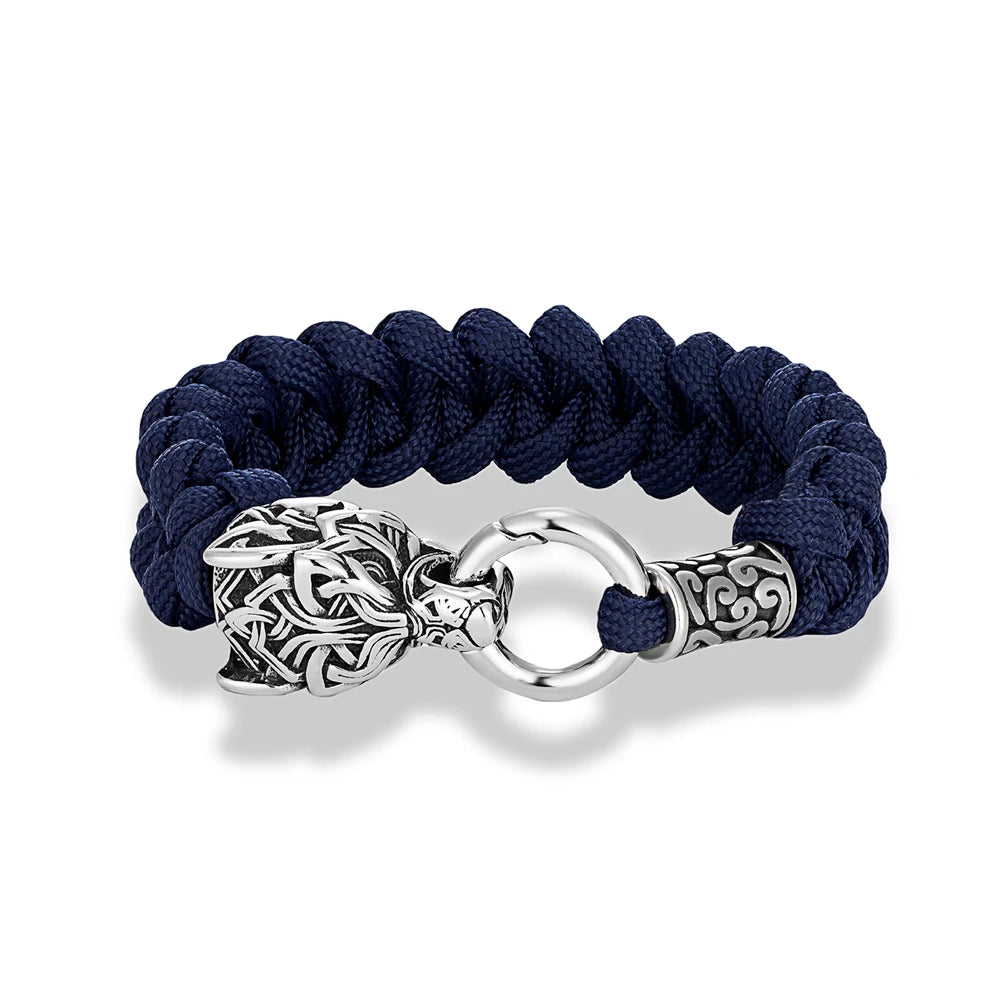 Viking Wolf Head Braided Rope Bracelet