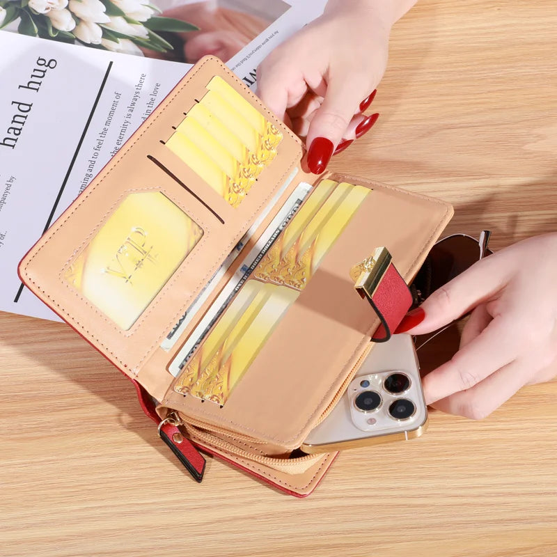 Gold Hollow Leaf Design Long Wallet
