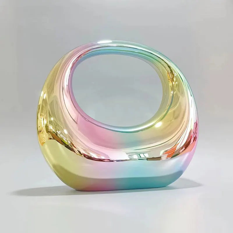 Rainbow Mirror Effect Crescent Handbag