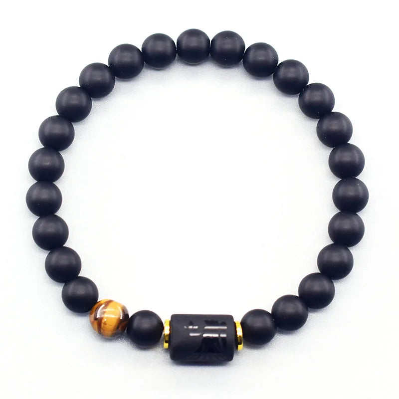 Zodiac Signs Constellation Bracelet - Black Agate