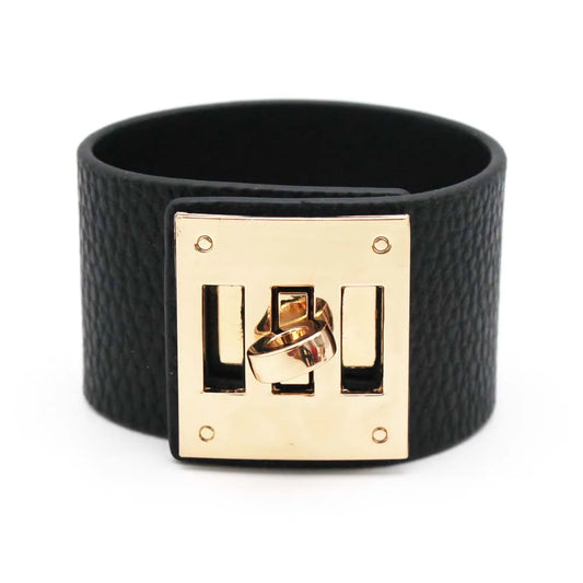 Leather Wide Wrap Bracelet