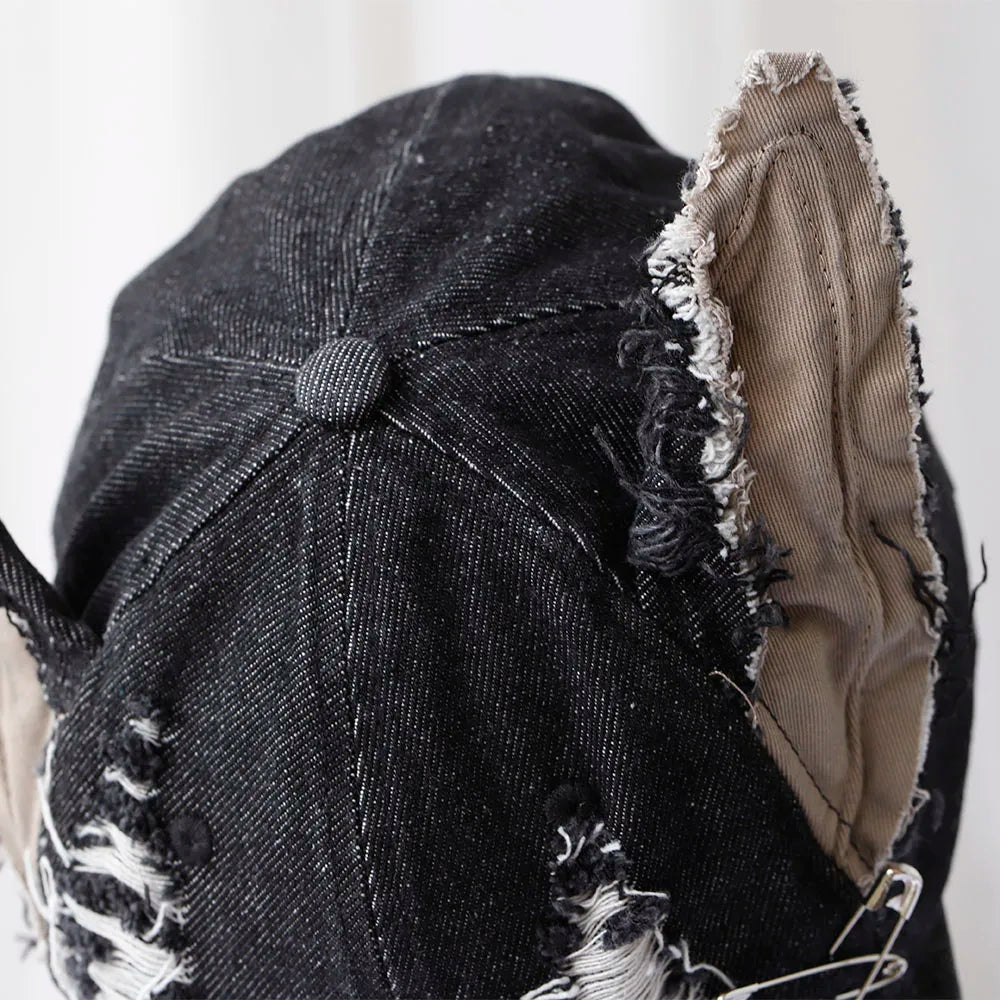 3D Ears Punk Ripped Denim Baseball Cap