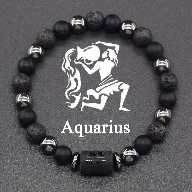 Zodiac Signs Constellation Bracelet - Black Lava