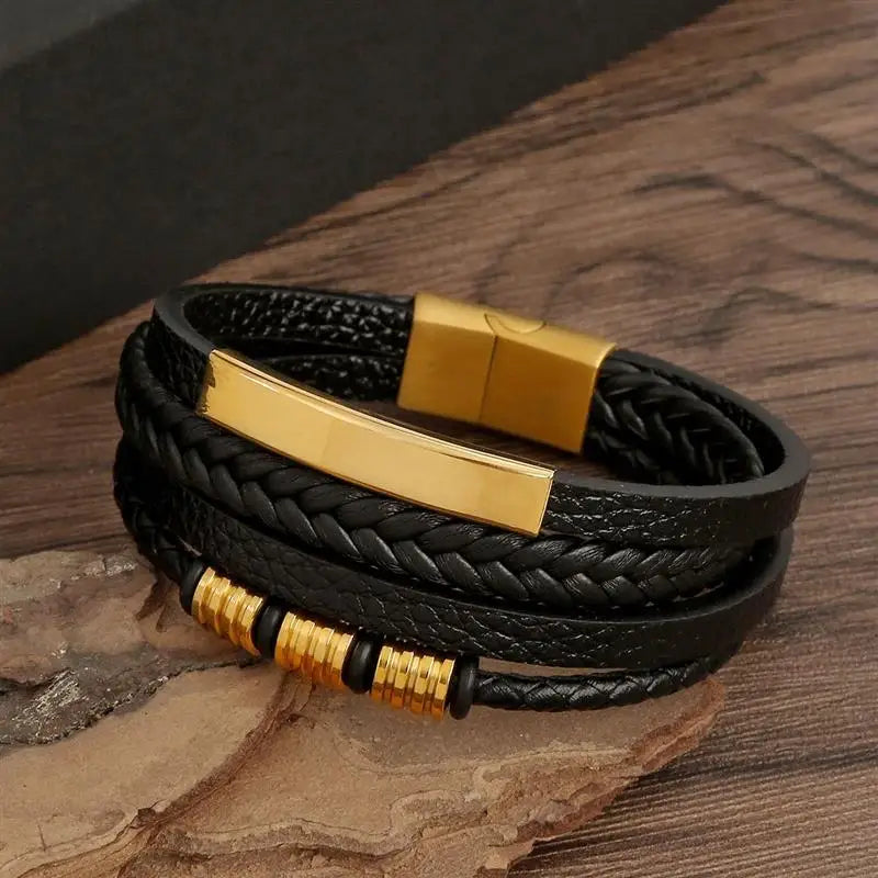 Men's Leather Engravable Bracelet