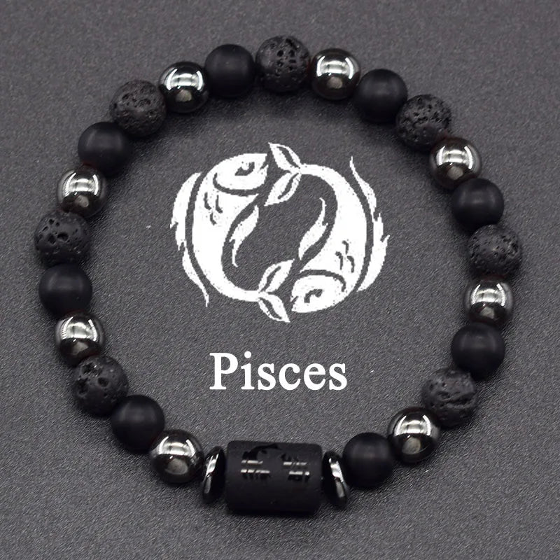 Zodiac Signs Constellation Bracelet - Black Lava