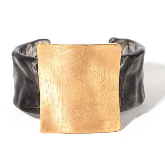 Geometric Matte Square Wide Cuff Bangle Bracelet