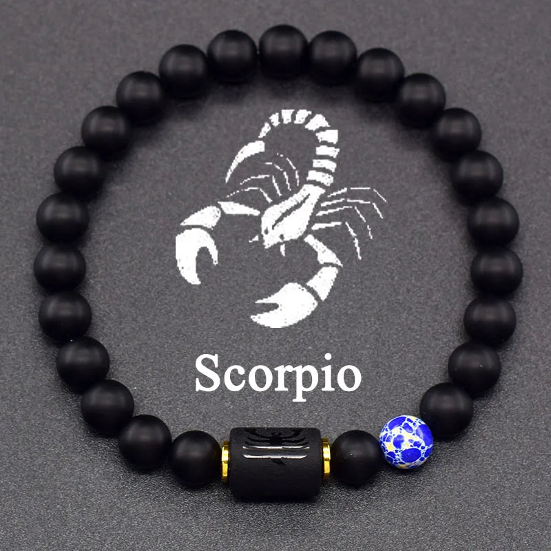 Zodiac Signs Constellation Bracelet - Black Agate