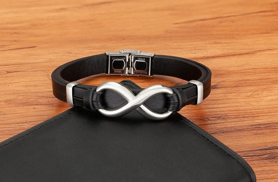 Infinity Symbol Men's Leather Bracelet