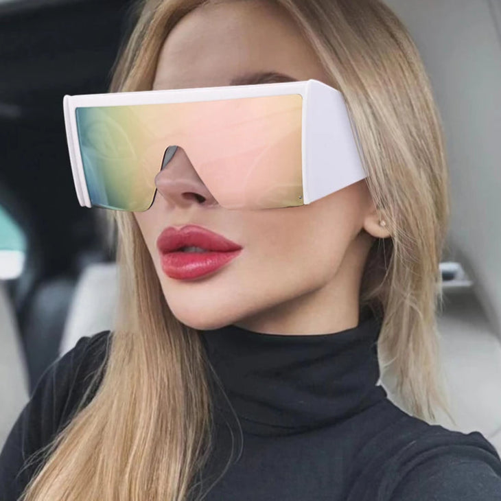Big Frame One-Piece Square Shield Sunglasses