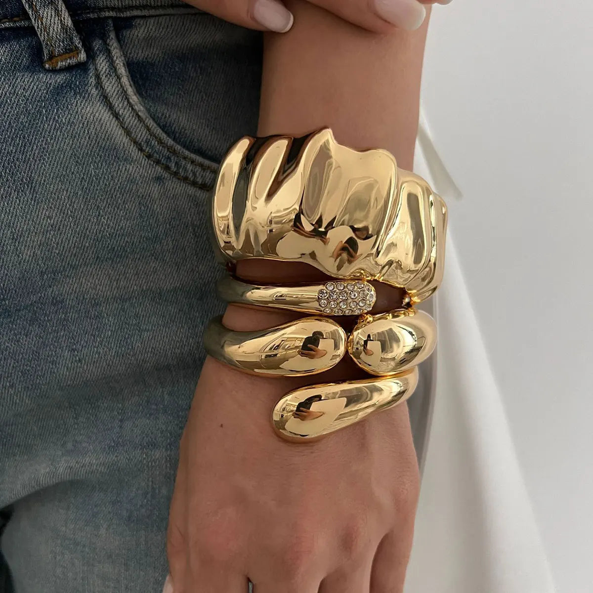 Chunky Gold Silver Bangle Cuff Bracelet
