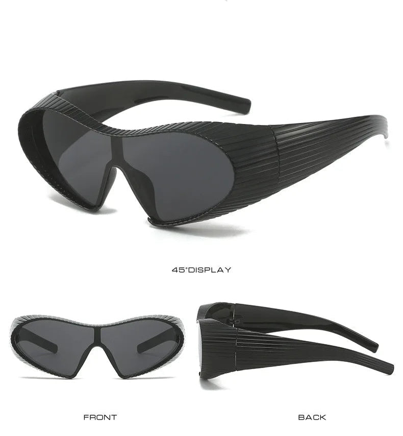 Futuristic Oversized One-Piece Cat Eye Sunglasses