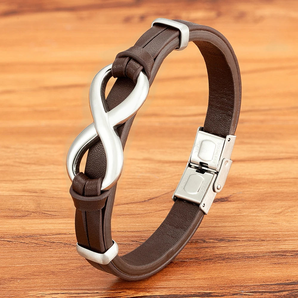 Infinity Symbol Men's Leather Bracelet