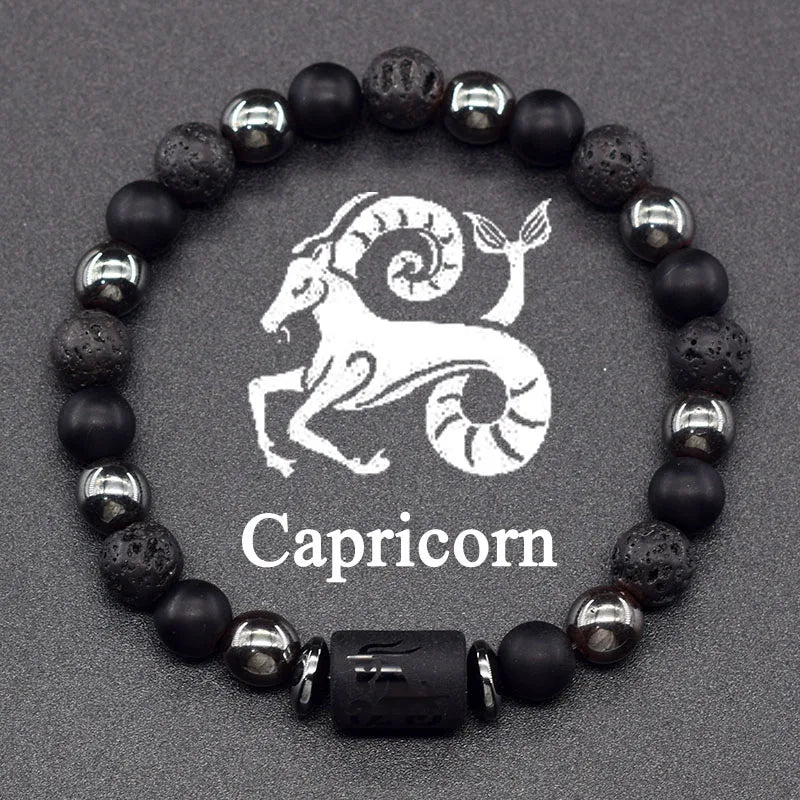 Zodiac Signs Constellation Bracelet - Black Lava