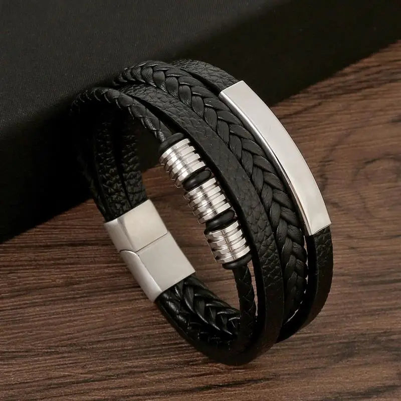 Men's Leather Engravable Bracelet