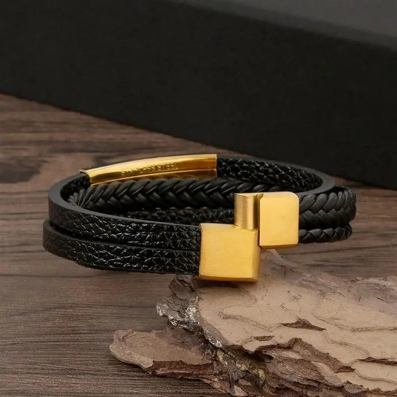 Men's Leather Engravable Bracelet