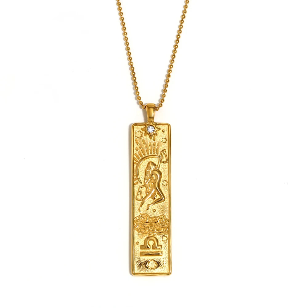 12 Zodiac Signs Bar Pendant Necklace
