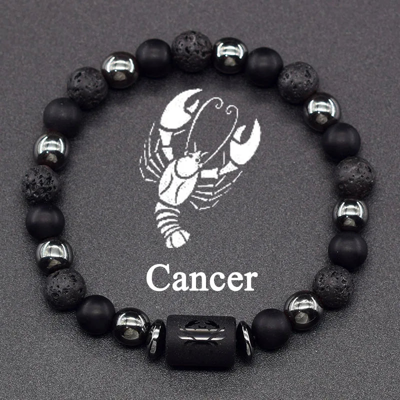 Zodiac Signs Constellation Bracelet - Black Lava
