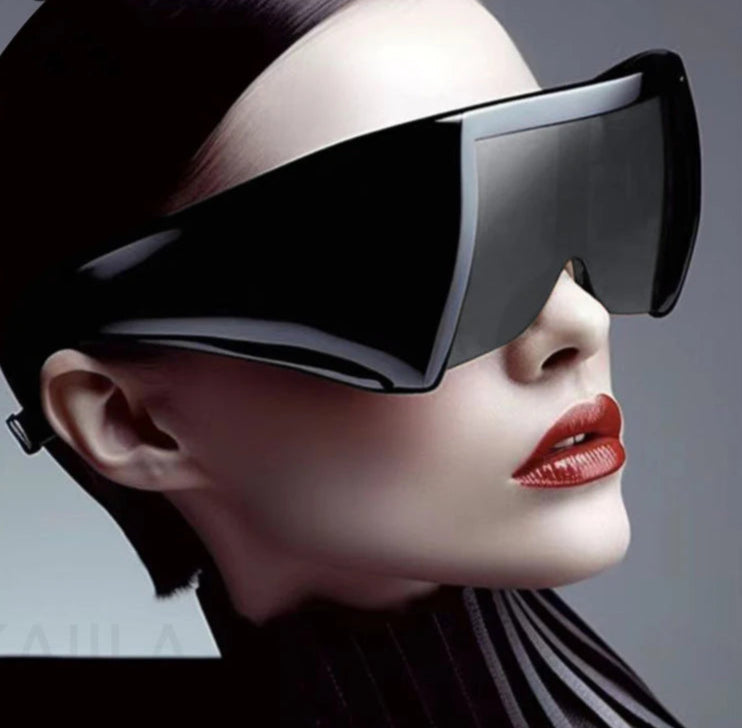 Big Frame One-Piece Square Shield Sunglasses