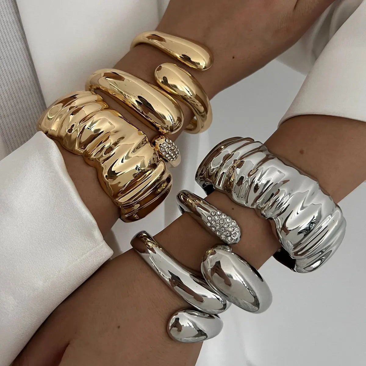 Chunky Gold Silver Bangle Cuff Bracelet