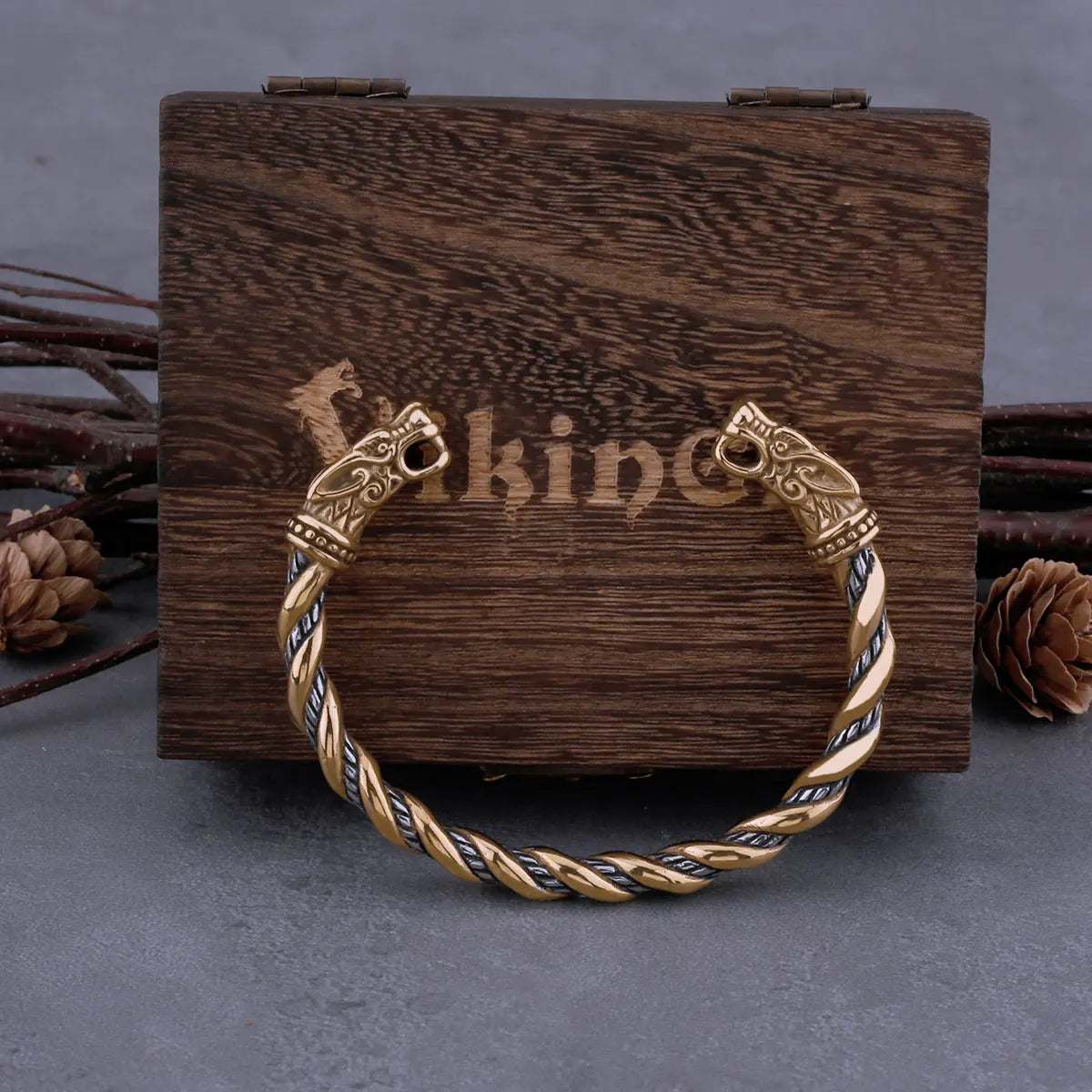 Nordic Dragon Bracelet with Viking Wooden Gift Box