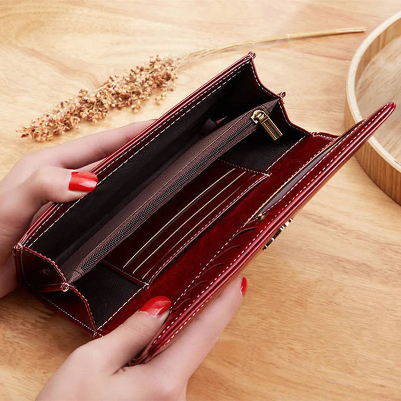 Elegant Long Leather Ladies Wallet
