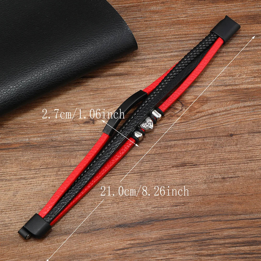 Multi Strand Leather Fashion Bracelet - Anchor