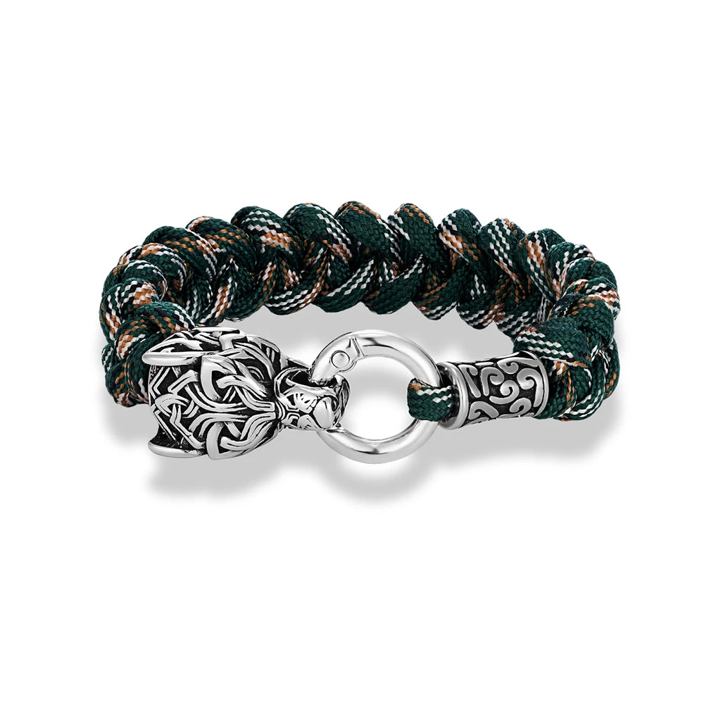 Viking Wolf Head Braided Rope Bracelet