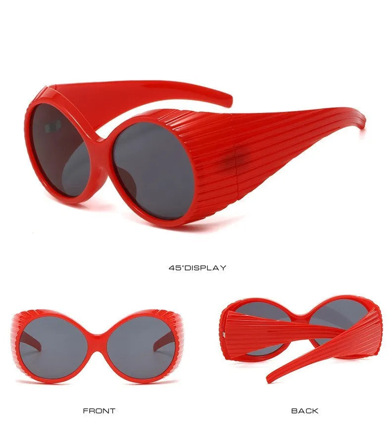 Bold Oversized Round Steampunk Sunglasses