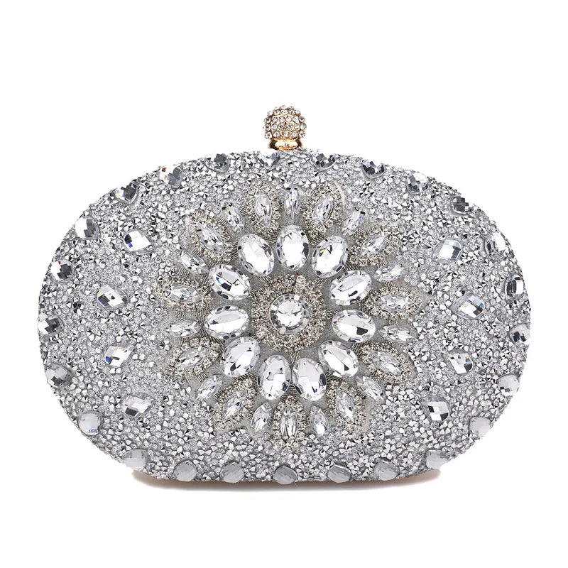 Crystal Oval Evening Clutch Bag