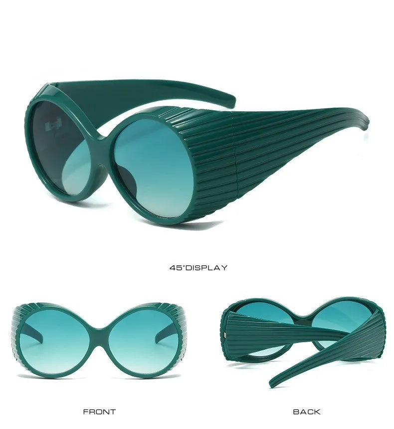 Bold Oversized Round Steampunk Sunglasses