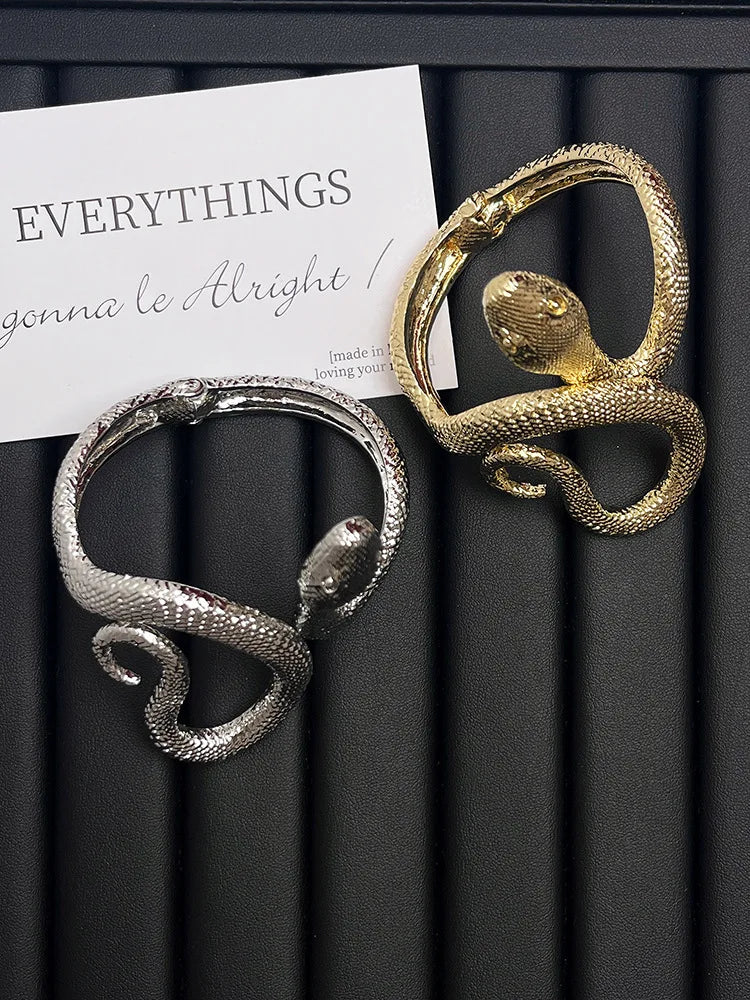 Snake-shaped Open Cuff Bracelet
