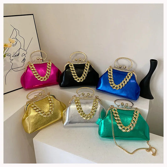 Elegant Gold Chain Clutch Bag