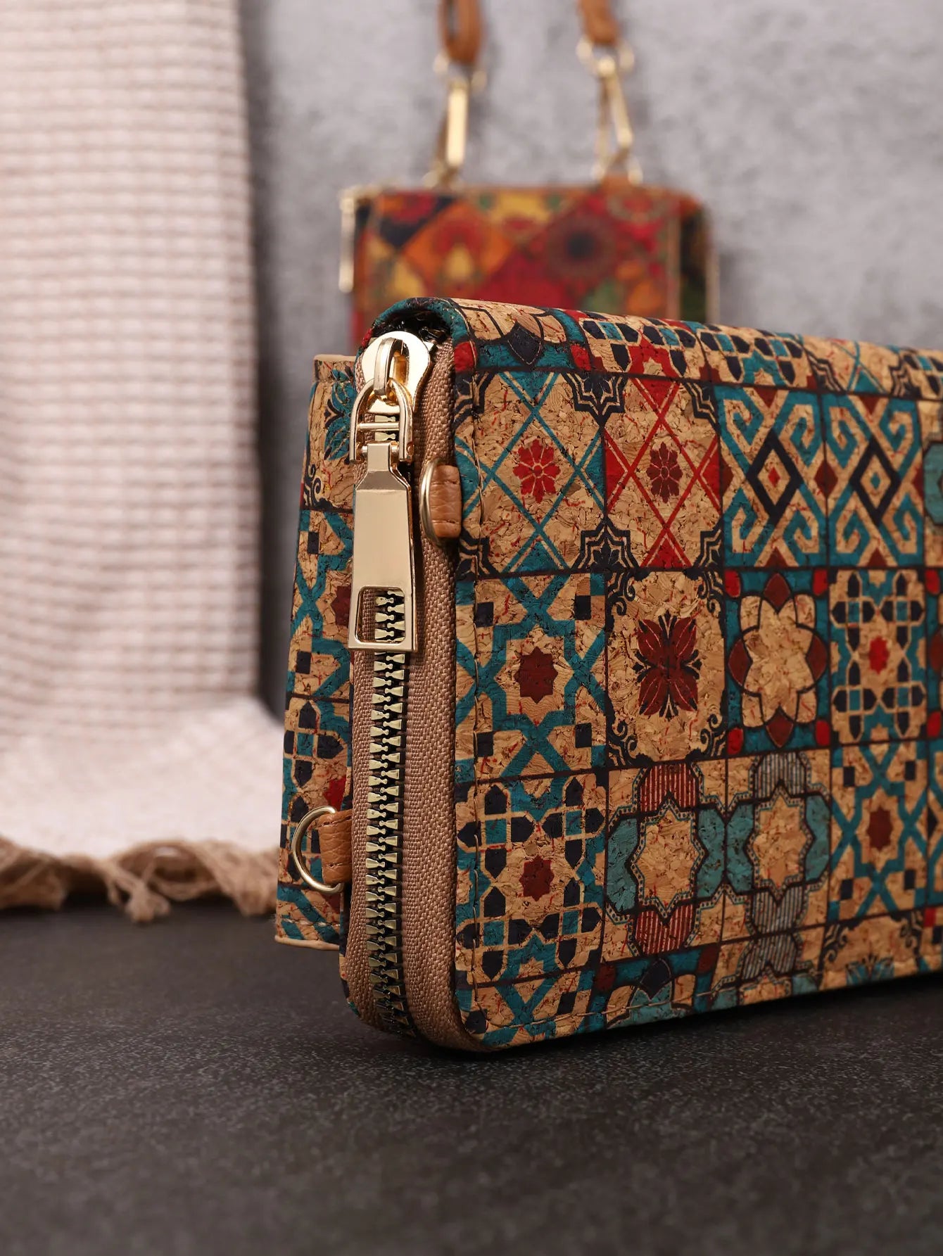 Retro Bohemian Style Wallet with Shoulder Strap