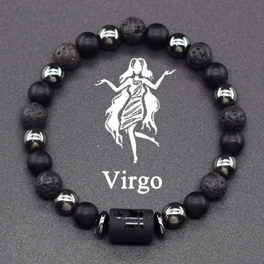Zodiac Signs Constellation Bracelet - Black Lava