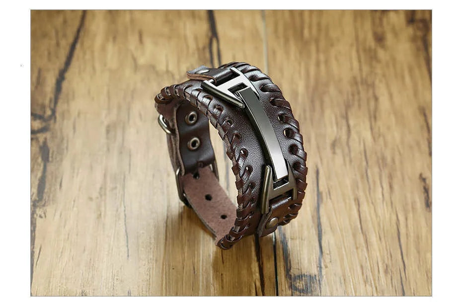 Medieval Genuine Leather Cuff Bracelet