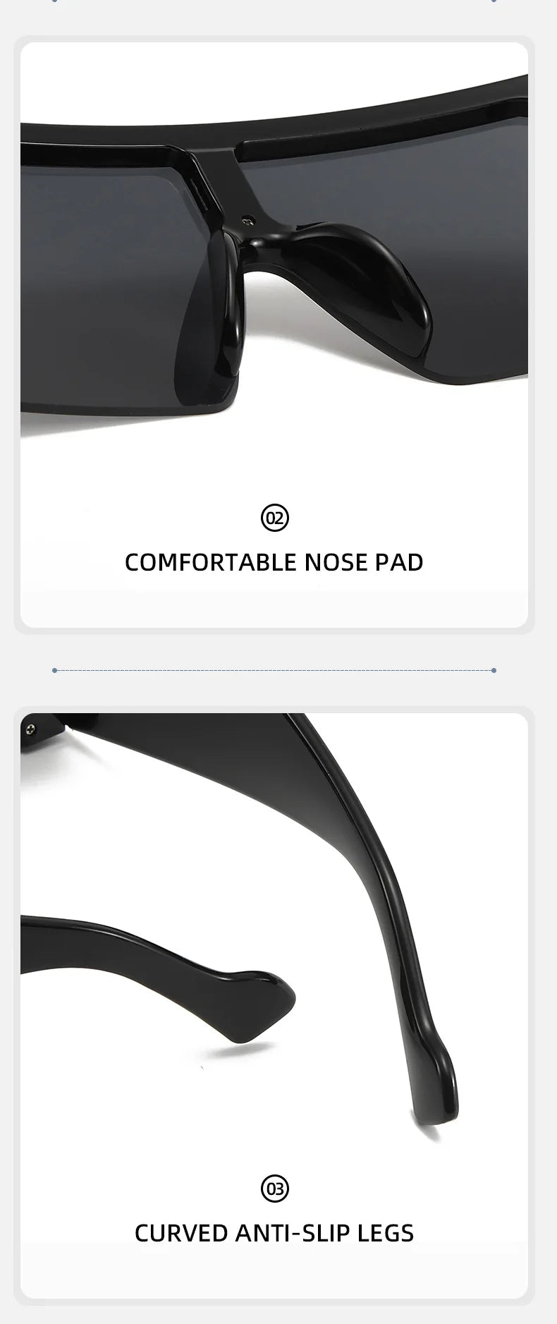 Big Frame One-Piece Square Shield Sunglasses