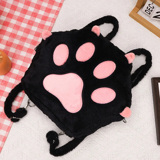 Cute Cat Paw Plush Backpack