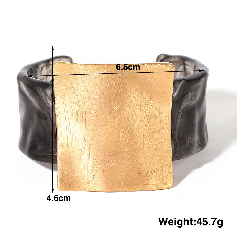 Geometric Matte Square Wide Cuff Bangle Bracelet