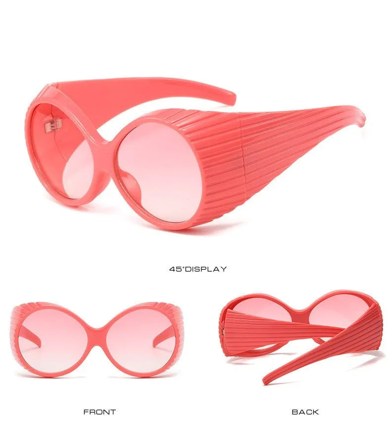 Bold Oversized Round Steampunk Sunglasses