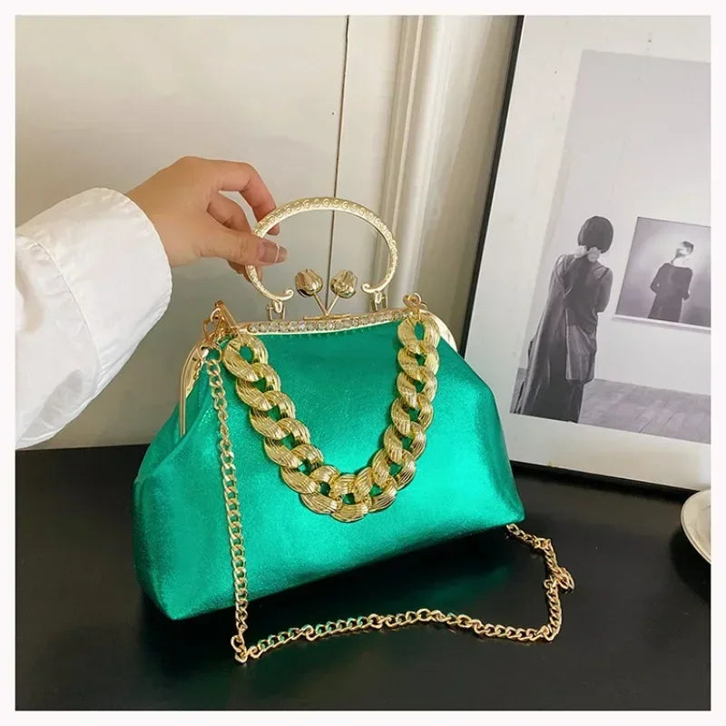 Elegant Gold Chain Clutch Bag