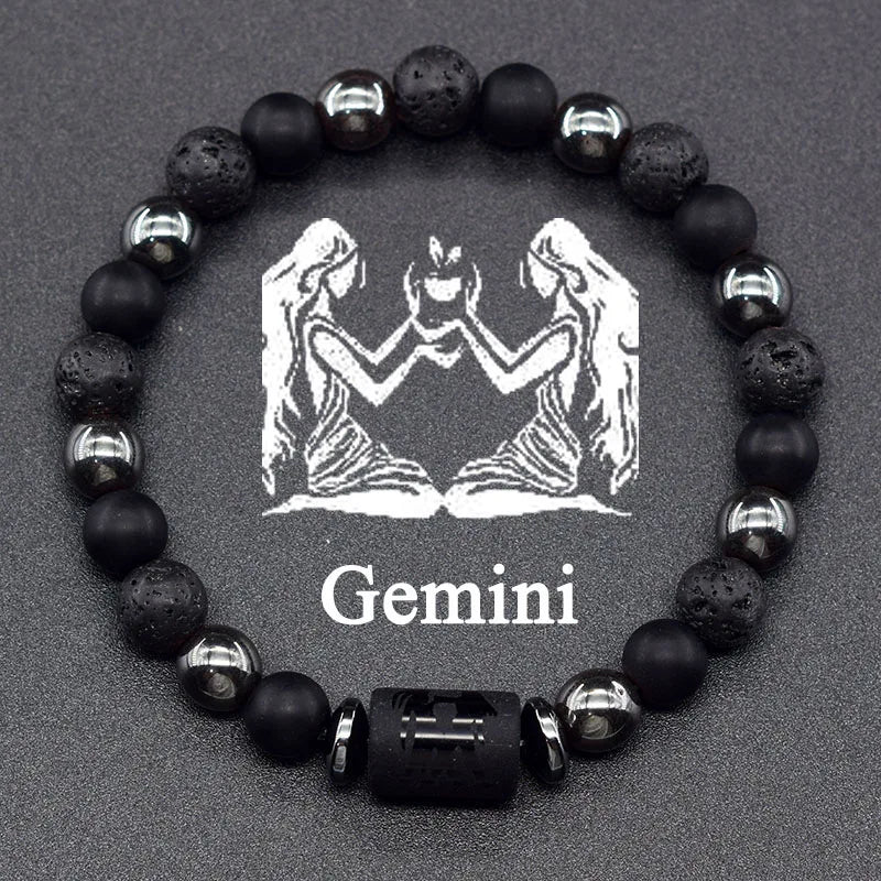 Zodiac Signs Constellation Bracelet - Black Lava