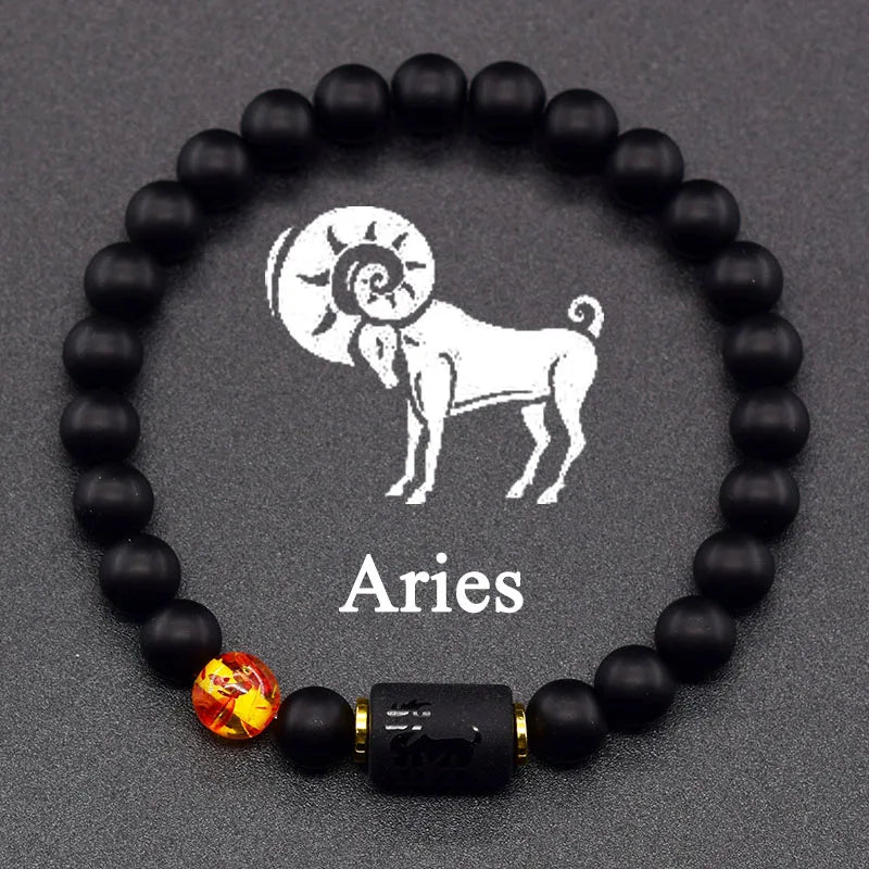 Zodiac Signs Constellation Bracelet - Black Agate