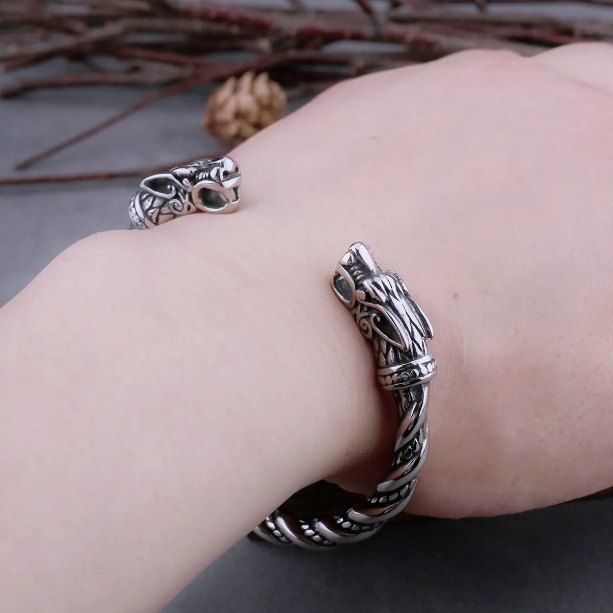 Nordic Dragon Bracelet with Viking Wooden Gift Box