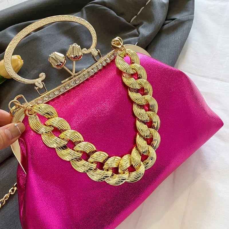 Elegant Gold Chain Clutch Bag
