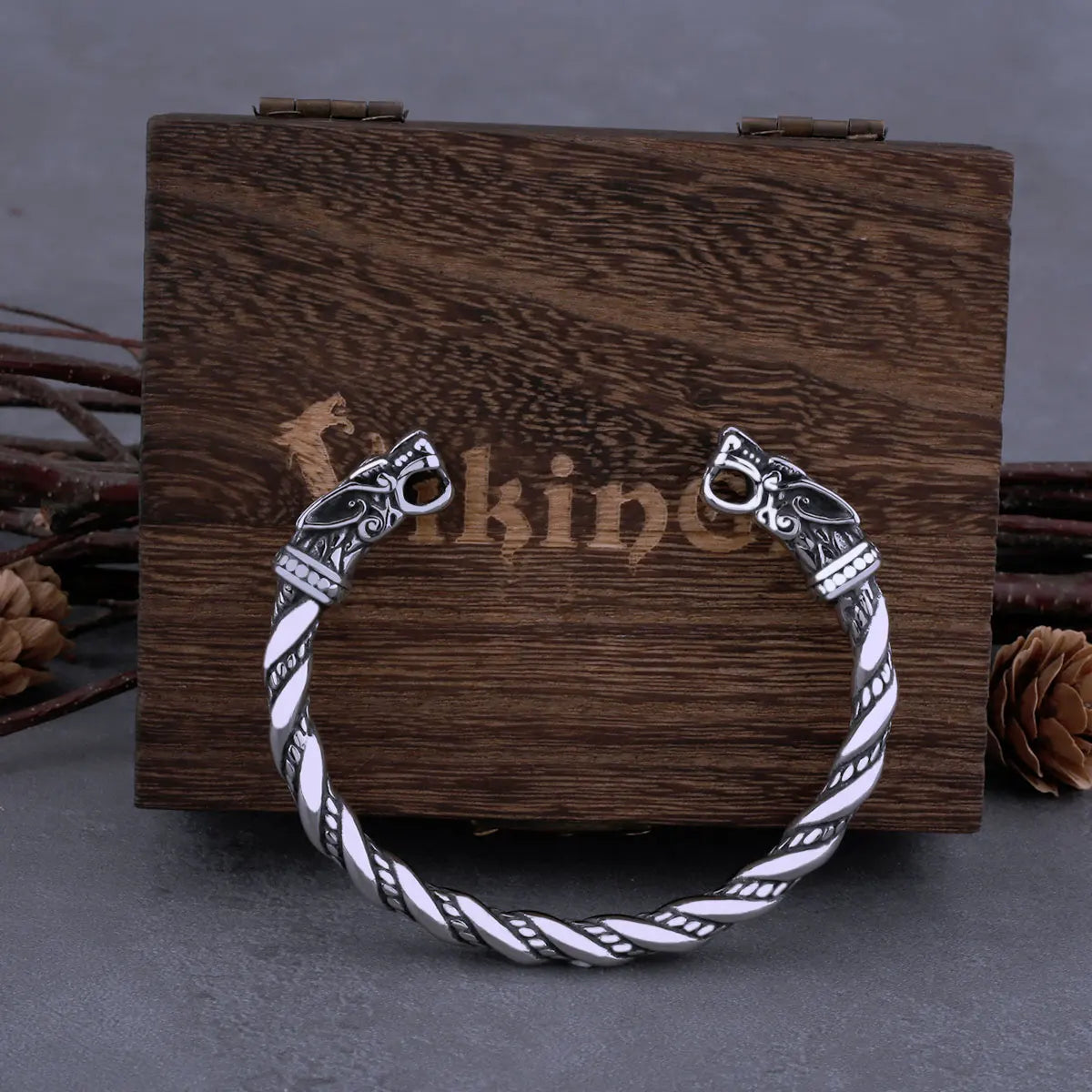 Nordic Dragon Bracelet with Viking Wooden Gift Box