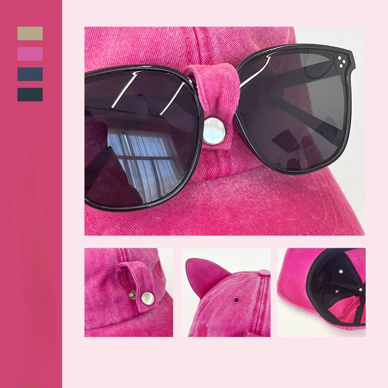 Washed Baseball Cap With Sunglasses Set