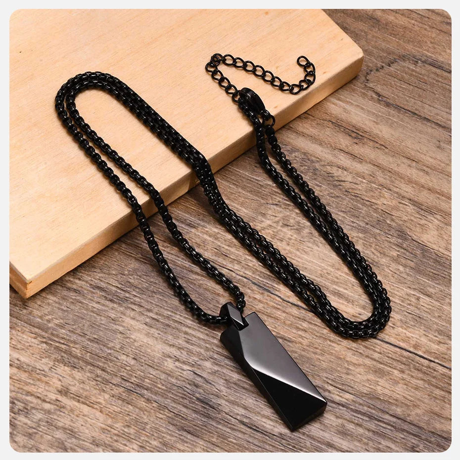 Geometric Rectangle Bar Pendant Necklace