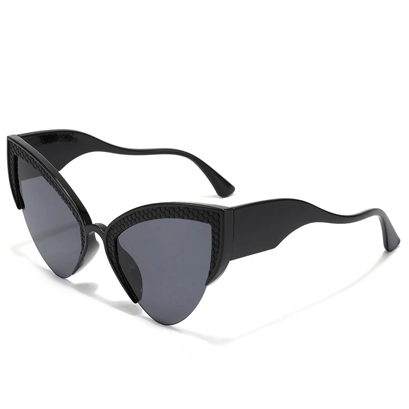 Oversized Semi-Rimless Cat Eye Sunglasses
