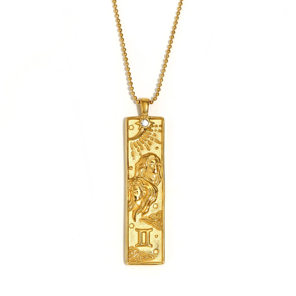 12 Zodiac Signs Bar Pendant Necklace